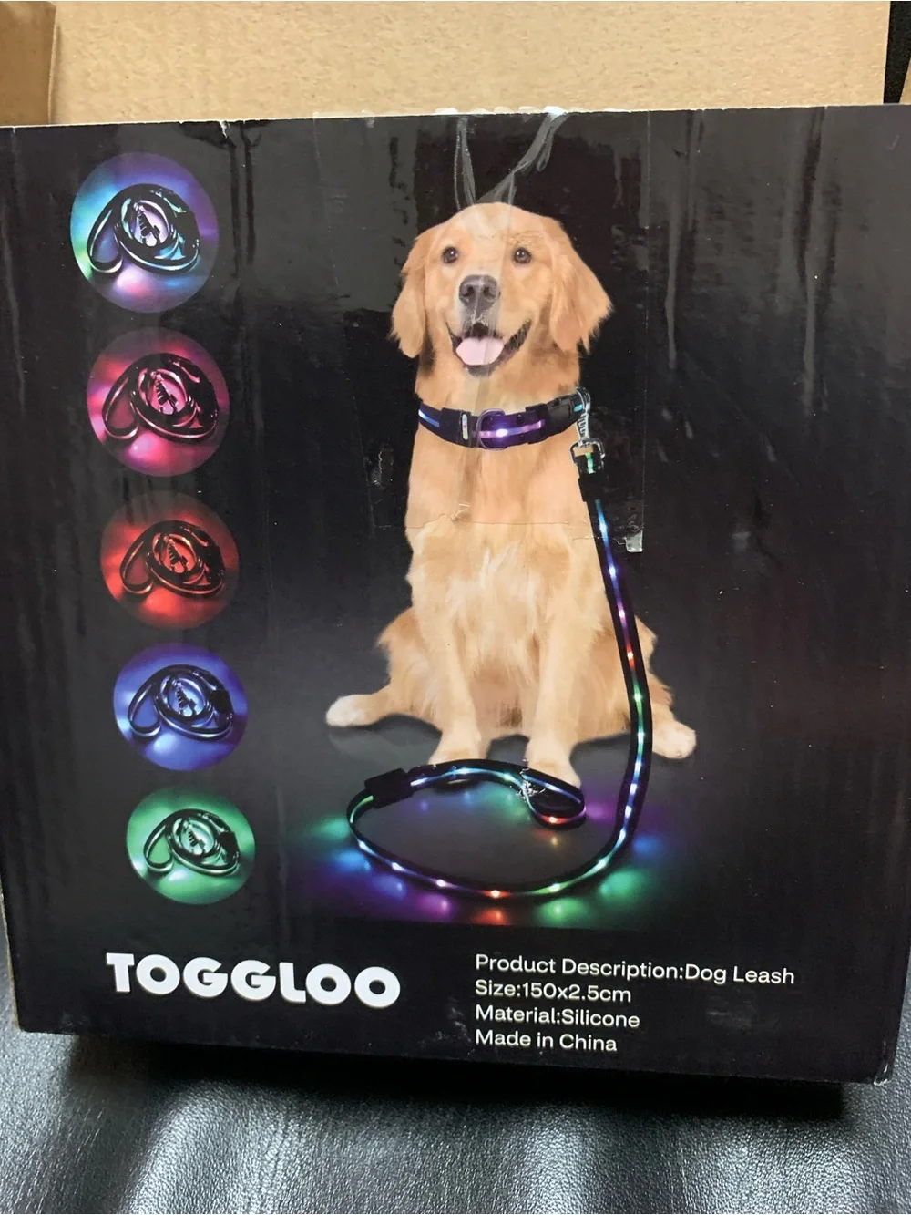 LED Rainbow Dog Collar and Leash Set - Multicolor